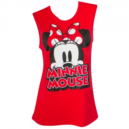 Minnie Mouse Women's Fashion Red Bow Tank Top