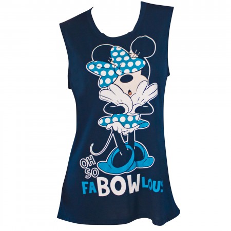 Minnie Mouse Fab-Bow-Lous Women's Blue Fashion Tank Top