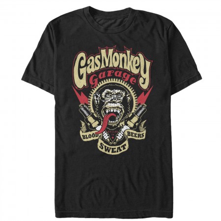 Gas Monkey Men's Black Blood Sweat Beers T-Shirt