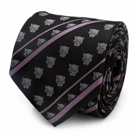 Black Panther Black and Purple Icons Silk Tie