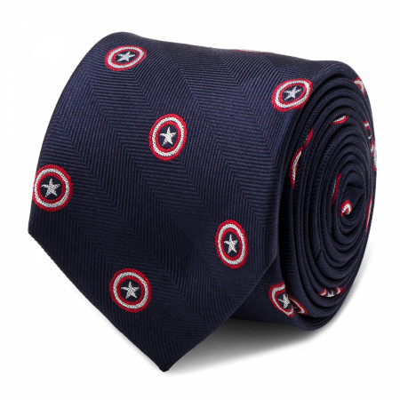 Captain America Shields Navy Silk Tie