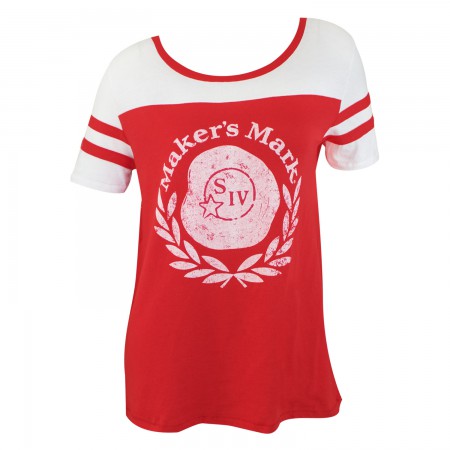 Maker's Mark Vintage Logo Red Women's Jersey Tee Shirt