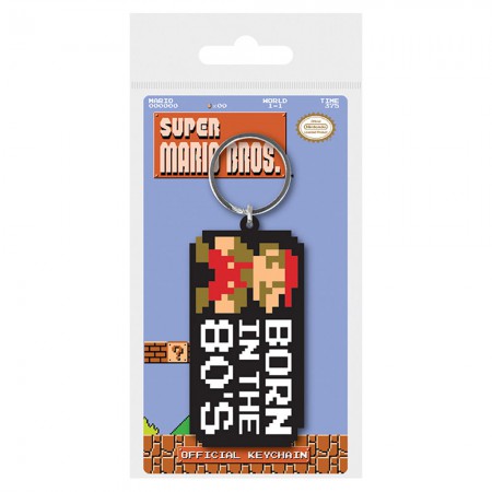 Nintendo Super Mario Bros Born In The 80s Rubber Keychain