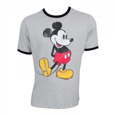 Mickey Mouse Men's Grey Ringer T-Shirt
