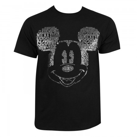 Mickey Mouse Men's Black Words T-Shirt