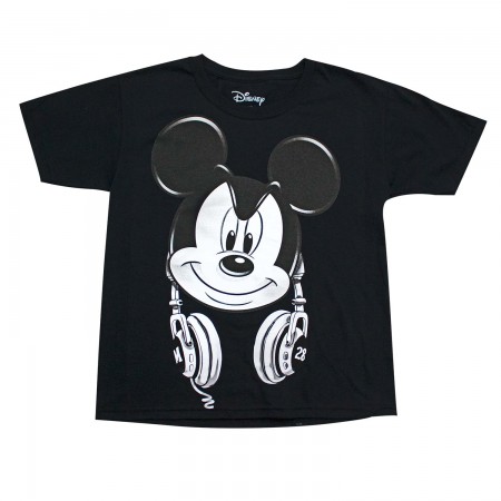 Mickey Mouse Youth Boys Black Headphones T-Shirt