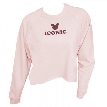 Mickey Mouse Ladies High Low Raglan Pink Iconic Sweatshirt