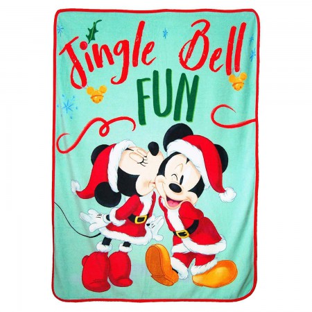 Mickey and Minnie Christmas Throw Fleece Blanket