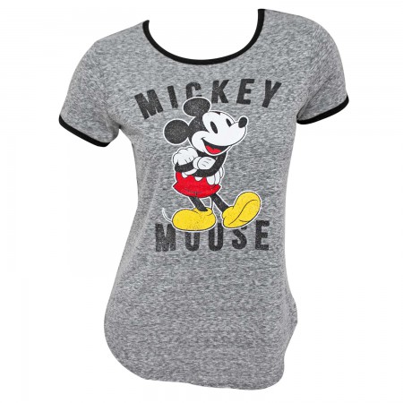Mickey Mouse Classic Women's Grey Ringer T-Shirt