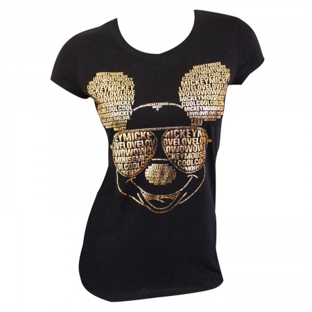 Mickey Mouse Women's Black Gold Foil T-Shirt