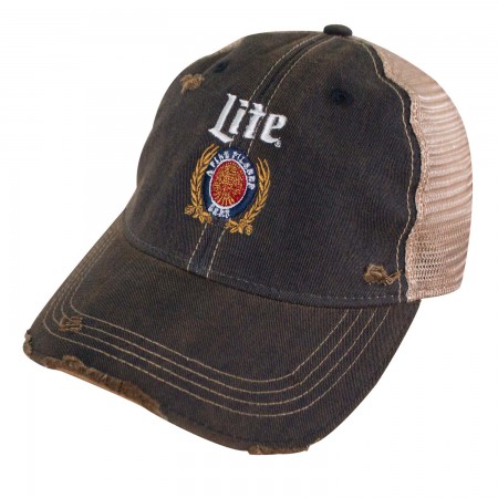 Miller Lite Logo Retro Brand Mesh Brown Trucker Hat