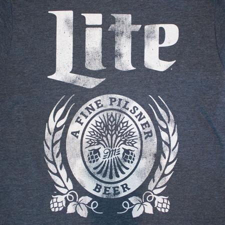 Miller Lite Distressed Logo Navy Blue T-Shirt