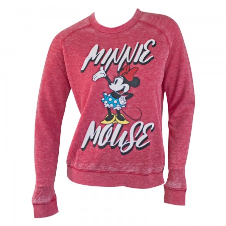 Minnie Mouse Red Ladies Crewneck Sweatshirt