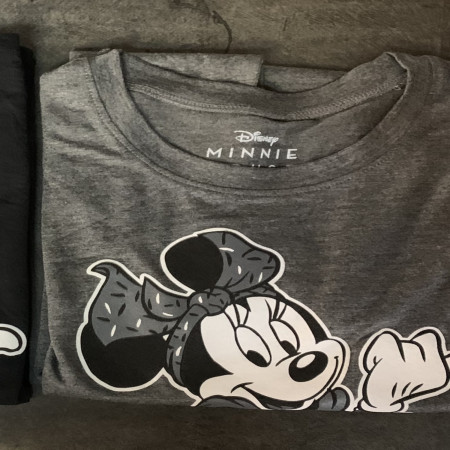 Minnie Mouse Monochrome Grey Colorway Juniors Crew Neck Tee