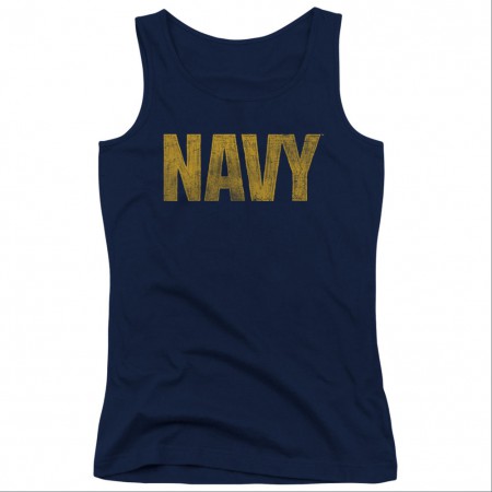 US Navy Logo Blue Juniors Tank Top