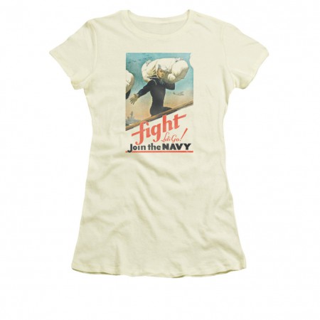 US Navy Fight Let's Go Off-White Juniors T-Shirt