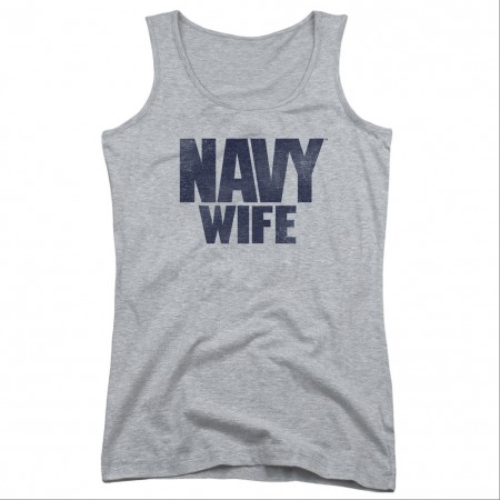 US Navy Wife Gray Juniors Tank Top