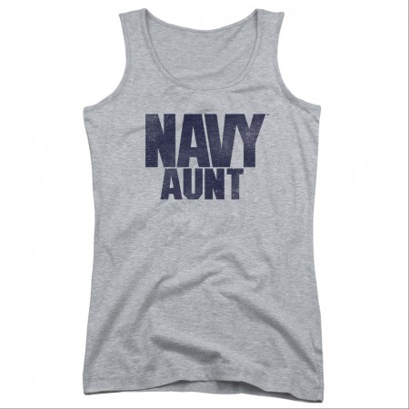 US Navy Aunt Gray Juniors Tank Top