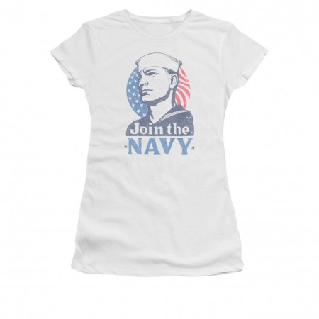 US Navy Join Now White Juniors T-Shirt