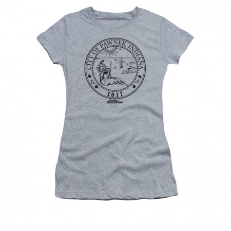 Parks And Recreation Pawnee Seal Gray Juniors T-Shirt