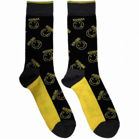 Nirvana Happy Face Logo Crew Socks