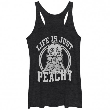 Nintendo Mario Life Is Peachy Black Juniors Tank Top