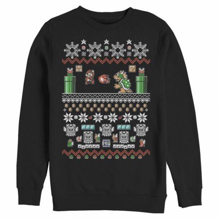 Nintendo Super Mario Bros Black Ugly Christmas Sweatshirt