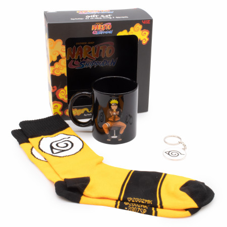 Naruto 3pc Crew Socks, Keychain and Mug Gift Set