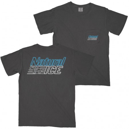 Natural Ice Men's Grey Neon Logo Pocket T-Shirt