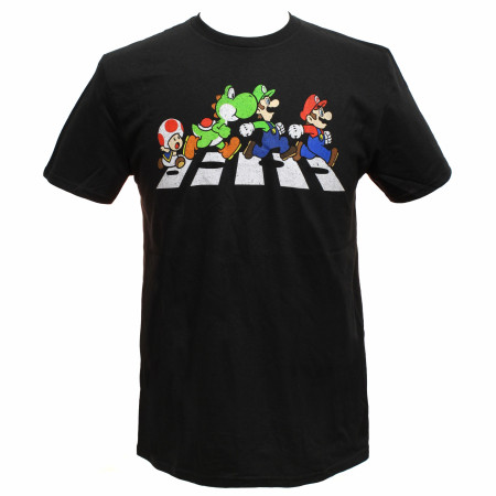 Nintendo Super Mario Beatles Abbey Road Parody T-Shirt