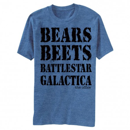 The Office Bears Beets Battlestar Galactica Men's Blue T-Shirt