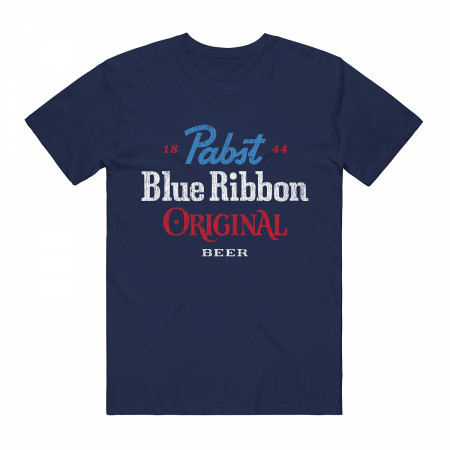 Pabst Blue Ribbon Original Distressed Logo Navy T-Shirt