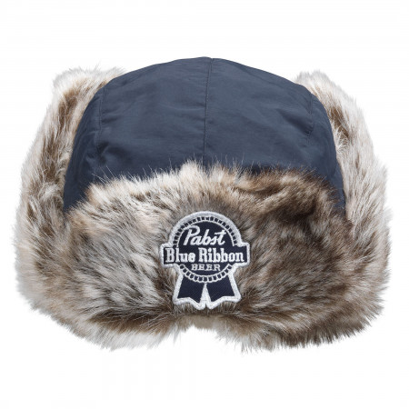 Pabst Blue Ribbon Beer Fur Lined Winter Hunting Hat