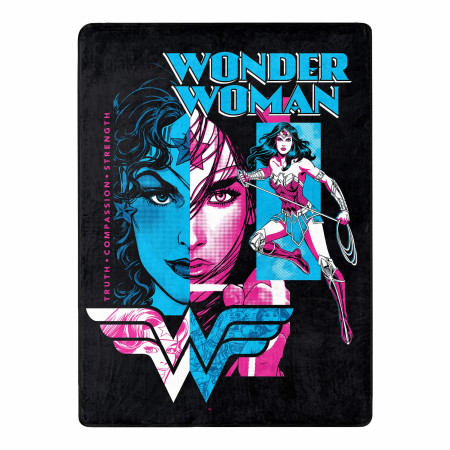 Wonder Woman Truth Compassion Strength 46 X 60 Silk Touch Throw