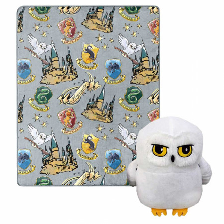Harry Potter Hedwig Magic 40 X 50 Silk Touch with Plush Hugger