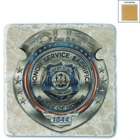 Police Honor Courage Sacrifice Badge Stone Coaster