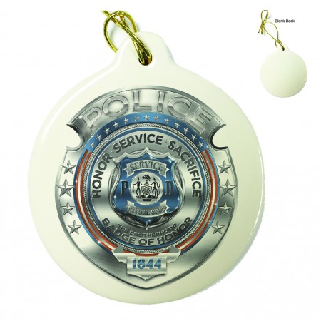 Police Honor Courage Sacrifice Badge Porcelain Ornament