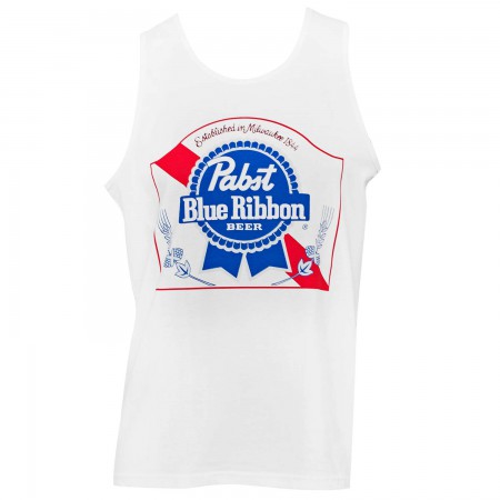 Pabst Blue Ribbon Men's White Beer Logo Tank Top