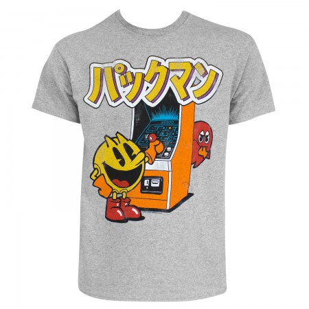 Pac-Man Men's Grey Japanese Logo T-Shirt