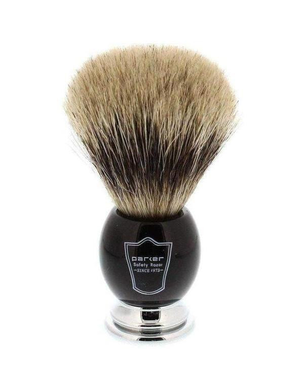 Product image 1 for Parker Pure Badger Shaving Brush, Black and Chrome