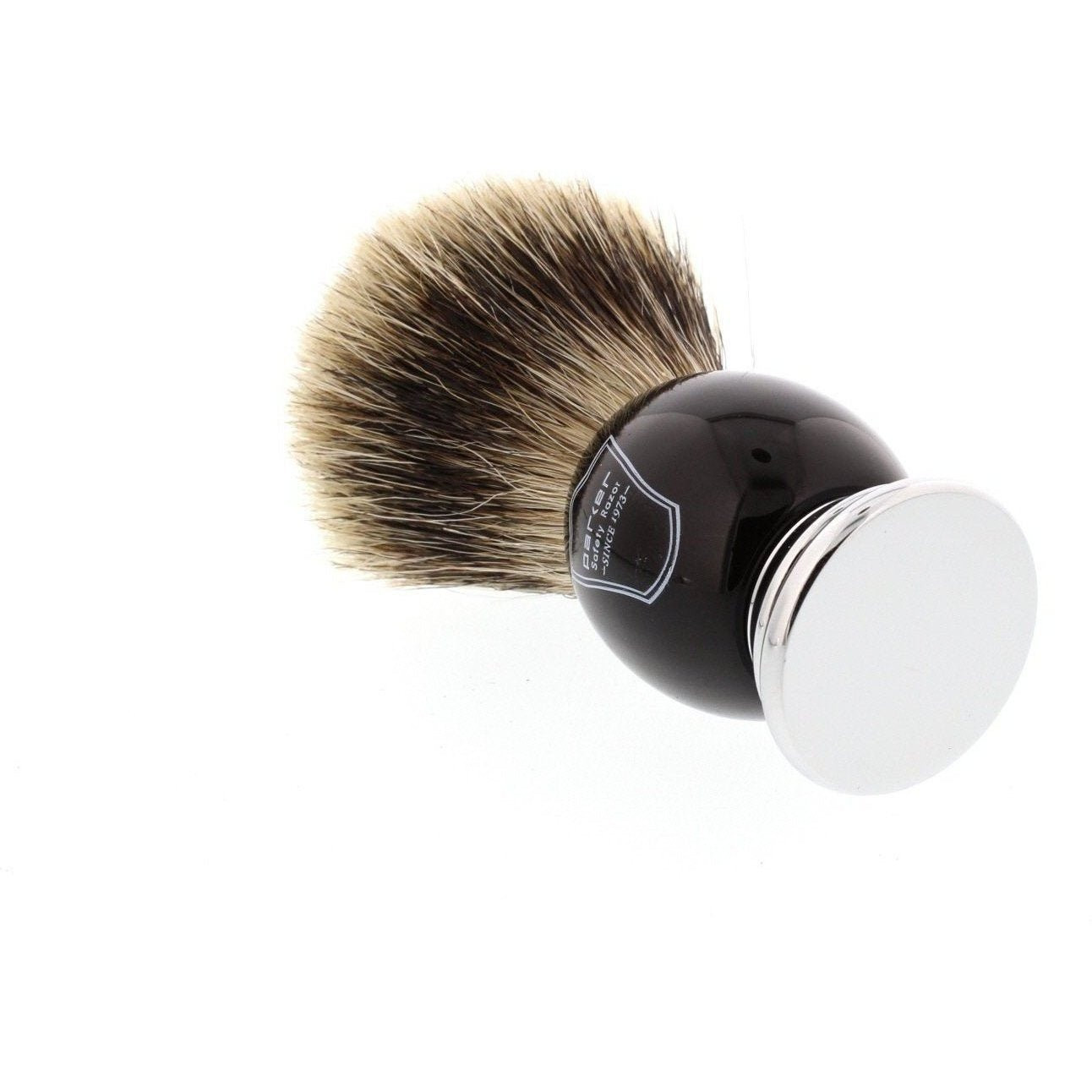 Product image 2 for Parker Pure Badger Shaving Brush, Black and Chrome
