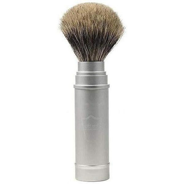 Product image 2 for Parker Travel Shave Brush, Brushed Aluminum, Pure Badger