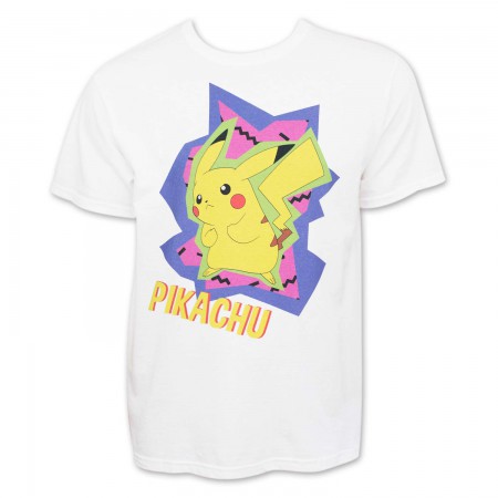 Pokemon Men's White 80's Pikachu T-Shirt