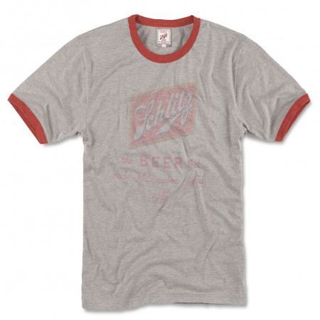 Schlitz Beer Faded Logo Men's Grey Ringer T-Shirt