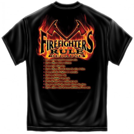 Firefighters Rule Patriotic T-Shirt - Black