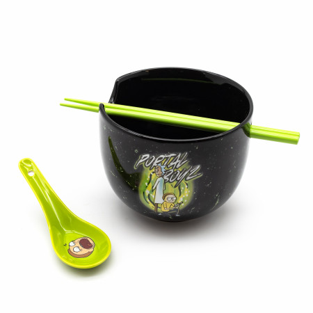Rick And Morty Portal Boyz Ramen Bowl with Chopsticks and Spoon