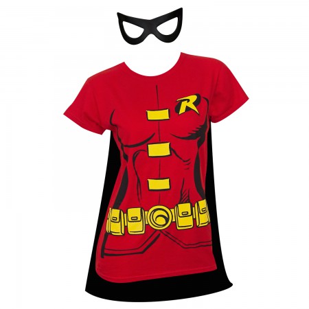 Robin Women's Red Cape/Mask Costume T-Shirt