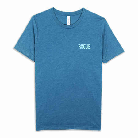 Rogue Ales Classic Tri Blend Steel Blue Front and Back Print T-Shirt