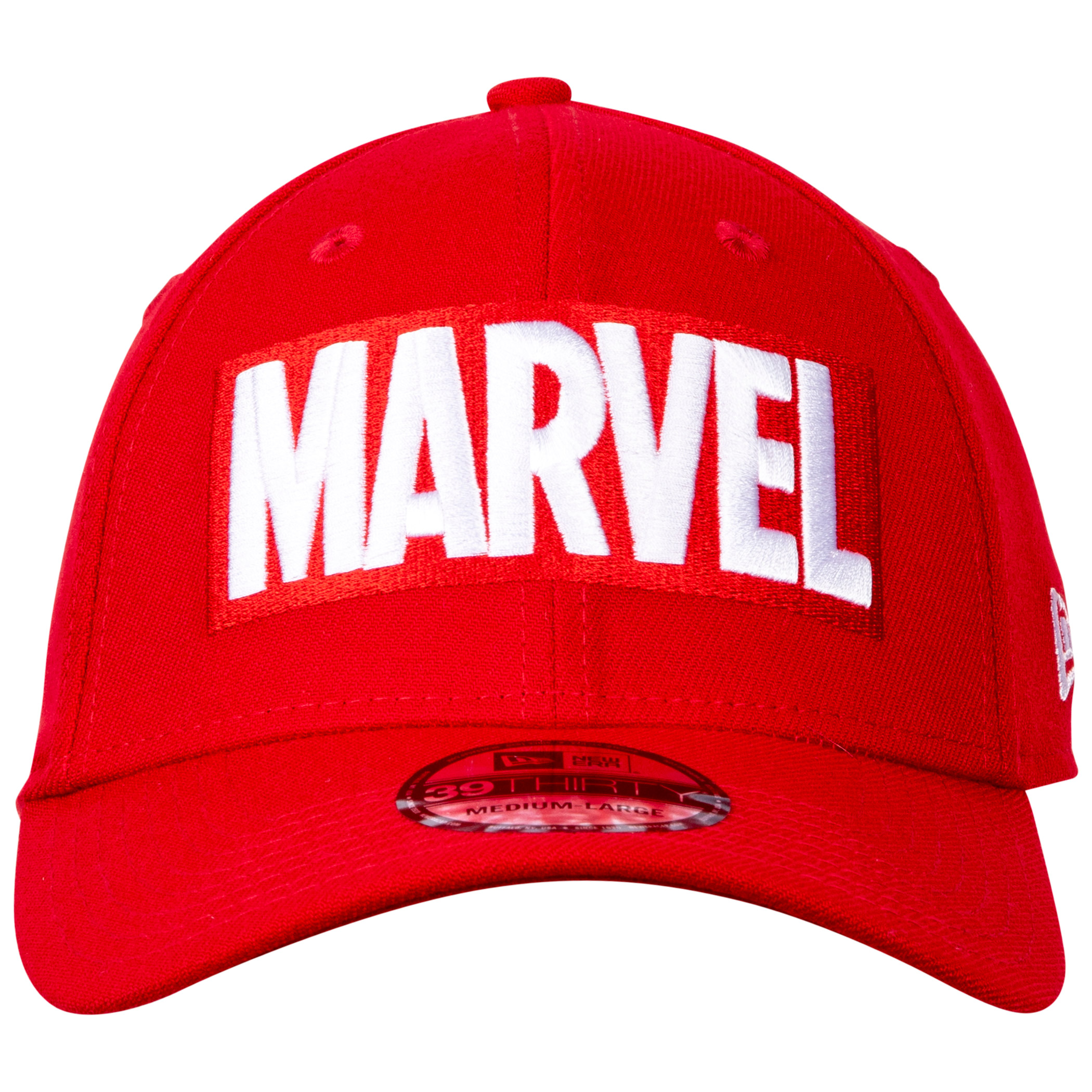 Marvel Brand Logo RED Label New Era 39Thirty Fitted Hat