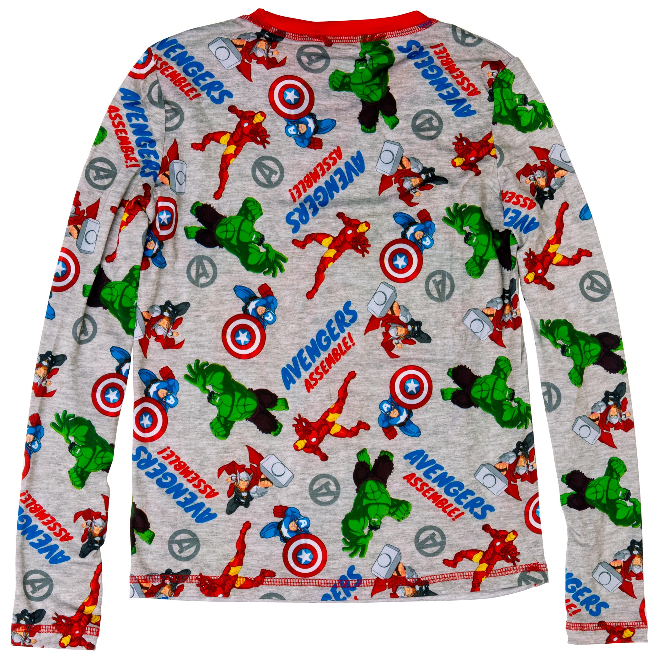 Avengers Characters All Over Print 2-Piece Youth Grey Pajama Set